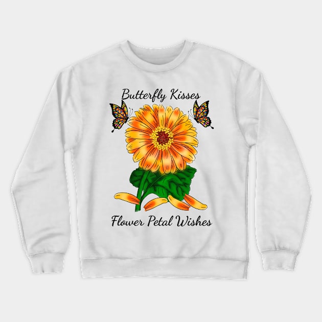 Butterfly Kisses Flower Petal Wishes Orange Crewneck Sweatshirt by SpecialTs